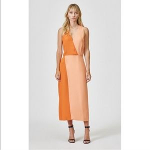 Equipment Galane two tone colorblock crepe dress